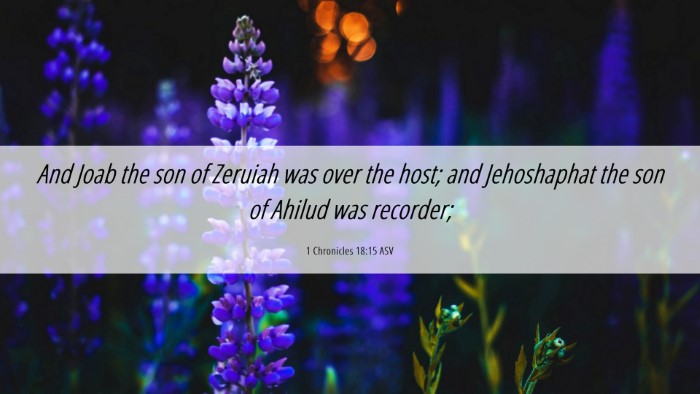 Picture 06 - 1 Chronicles 18:15 ASV Desktop Wallpaper - And Joab the son of Zeruiah was over the host; - Desktop Bible Verse Wallpaper