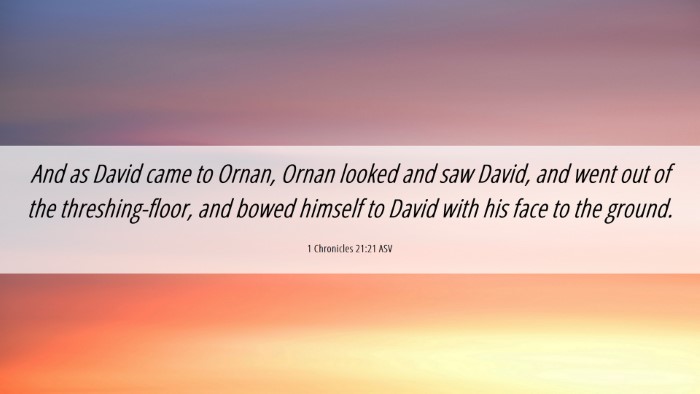 Picture 06 - 1 Chronicles 21:21 ASV Desktop Wallpaper - And as David came to Ornan, Ornan looked and saw - Desktop Bible Verse Wallpaper