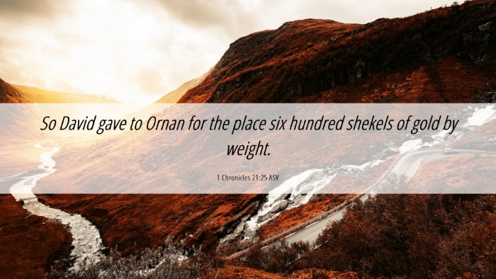 Picture 06 - 1 Chronicles 21:25 ASV Desktop Wallpaper - So David gave to Ornan for the place six hundred - Desktop Bible Verse Wallpaper