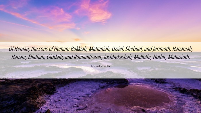 Picture 06 - 1 Chronicles 25:4 ASV Desktop Wallpaper - Of Heman; the sons of Heman: Bukkiah, Mattaniah, - Desktop Bible Verse Wallpaper