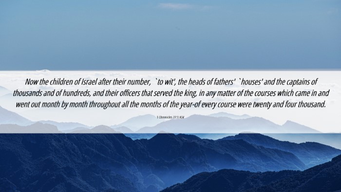 Picture 06 - 1 Chronicles 27:1 ASV Desktop Wallpaper - Now the children of Israel after their number, - Desktop Bible Verse Wallpaper