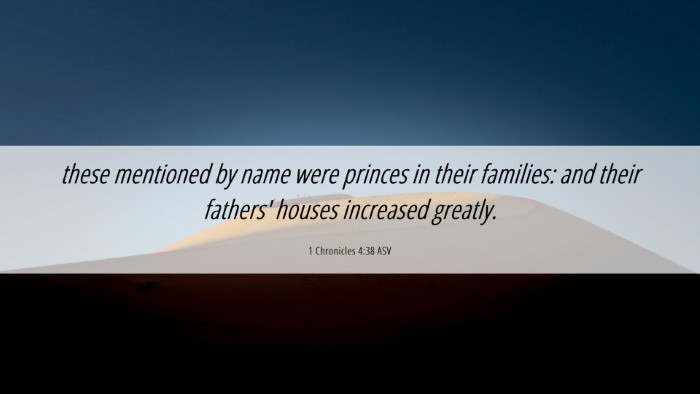 Picture 06 - 1 Chronicles 4:38 ASV Desktop Wallpaper - these mentioned by name were princes in their - Desktop Bible Verse Wallpaper