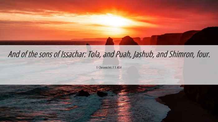 Picture 06 - 1 Chronicles 7:1 ASV Desktop Wallpaper - And of the sons of Issachar: Tola, and Puah, - Desktop Bible Verse Wallpaper