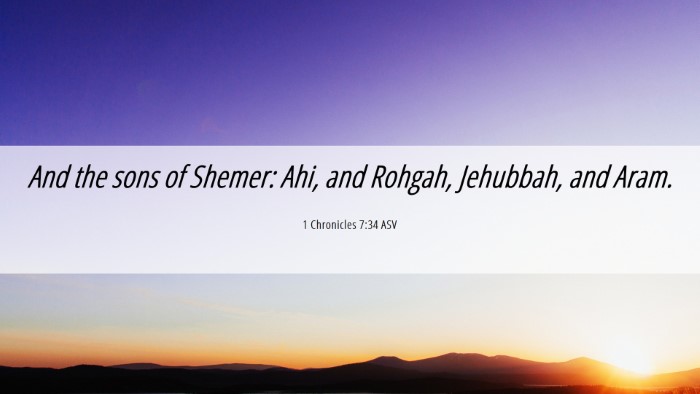 Picture 06 - 1 Chronicles 7:34 ASV Desktop Wallpaper - And the sons of Shemer: Ahi, and Rohgah, - Desktop Bible Verse Wallpaper