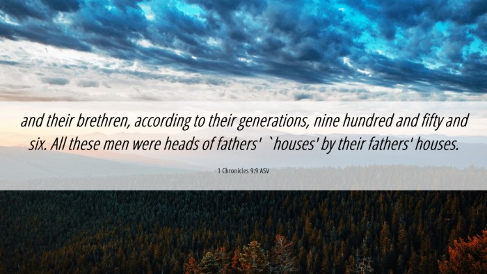Picture 06 - 1 Chronicles 9:9 ASV Desktop Wallpaper - and their brethren, according to their - Desktop Bible Verse Wallpaper
