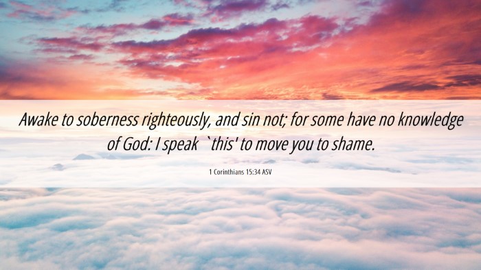 Picture 06 - 1 Corinthians 15:34 ASV Desktop Wallpaper - Awake to soberness righteously, and sin not; for - Desktop Bible Verse Wallpaper