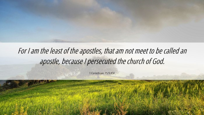 Picture 06 - 1 Corinthians 15:9 ASV Desktop Wallpaper - For I am the least of the apostles, that am not - Desktop Bible Verse Wallpaper