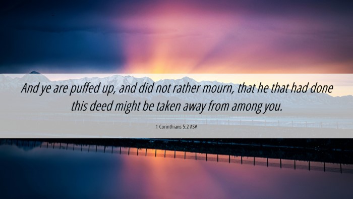 Picture 06 - 1 Corinthians 5:2 ASV Desktop Wallpaper - And ye are puffed up, and did not rather mourn, - Desktop Bible Verse Wallpaper