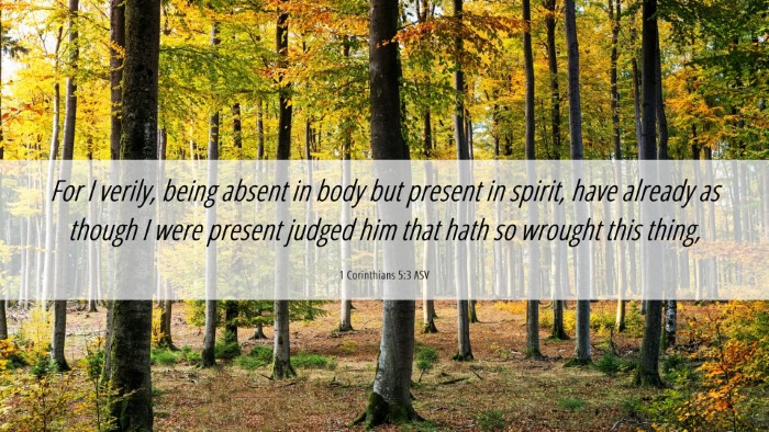 Picture 06 - 1 Corinthians 5:3 ASV Desktop Wallpaper - For I verily, being absent in body but present in - Desktop Bible Verse Wallpaper