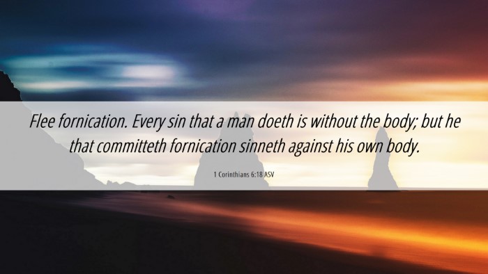Picture 06 - 1 Corinthians 6:18 ASV Desktop Wallpaper - Flee fornication. Every sin that a man doeth is - Desktop Bible Verse Wallpaper