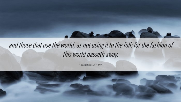 Picture 06 - 1 Corinthians 7:31 ASV Desktop Wallpaper - and those that use the world, as not using it to - Desktop Bible Verse Wallpaper