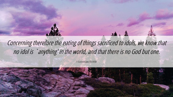 Picture 06 - 1 Corinthians 8:4 ASV Desktop Wallpaper - Concerning therefore the eating of things - Desktop Bible Verse Wallpaper