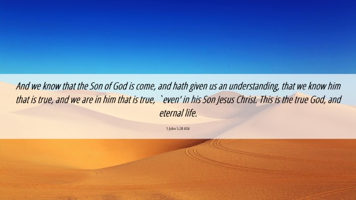 Picture 06 - 1 John 5:20 ASV Desktop Wallpaper - And we know that the Son of God is come, and hath - Desktop Bible Verse Wallpaper