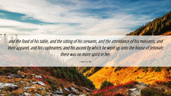 Picture 06 - 1 Kings 10:5 ASV Desktop Wallpaper - and the food of his table, and the sitting of his - Desktop Bible Verse Wallpaper