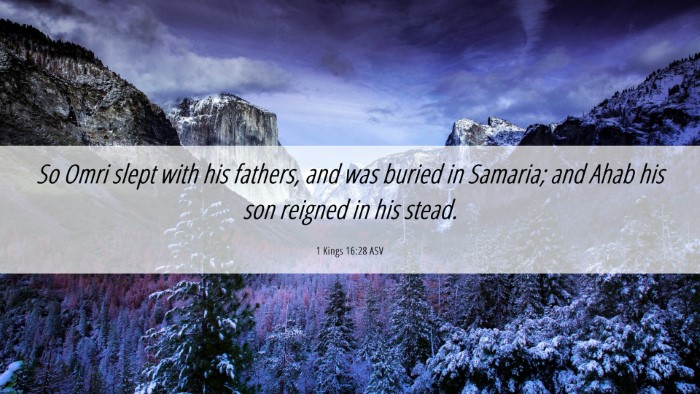 Picture 06 - 1 Kings 16:28 ASV Desktop Wallpaper - So Omri slept with his fathers, and was buried in - Desktop Bible Verse Wallpaper