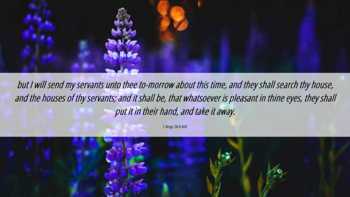 Picture 06 - 1 Kings 20:6 ASV Desktop Wallpaper - but I will send my servants unto thee to-morrow - Desktop Bible Verse Wallpaper