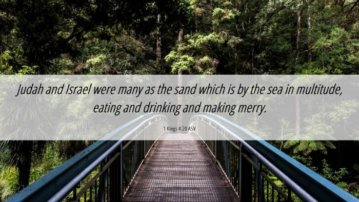 Picture 06 - 1 Kings 4:20 ASV Desktop Wallpaper - Judah and Israel were many as the sand which is - Desktop Bible Verse Wallpaper