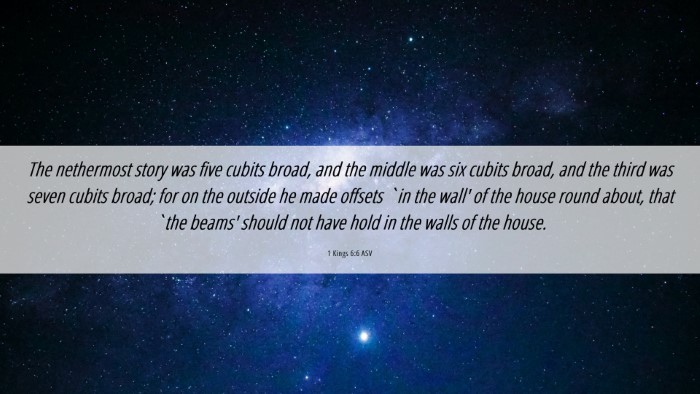 Picture 06 - 1 Kings 6:6 ASV Desktop Wallpaper - The nethermost story was five cubits broad, and - Desktop Bible Verse Wallpaper