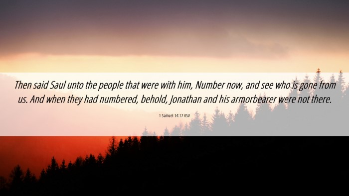 Picture 06 - 1 Samuel 14:17 ASV Desktop Wallpaper - Then said Saul unto the people that were with - Desktop Bible Verse Wallpaper