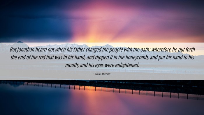 Picture 06 - 1 Samuel 14:27 ASV Desktop Wallpaper - But Jonathan heard not when his father charged - Desktop Bible Verse Wallpaper