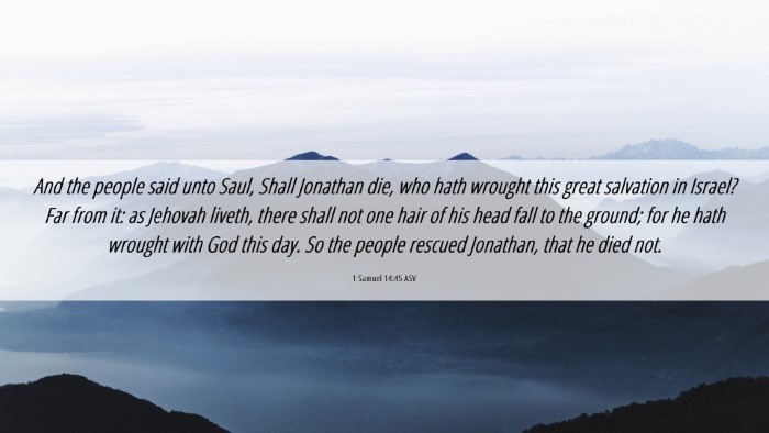 Picture 06 - 1 Samuel 14:45 ASV Desktop Wallpaper - And the people said unto Saul, Shall Jonathan - Desktop Bible Verse Wallpaper