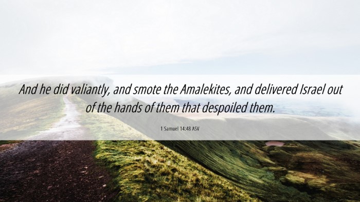 Picture 06 - 1 Samuel 14:48 ASV Desktop Wallpaper - And he did valiantly, and smote the Amalekites, - Desktop Bible Verse Wallpaper