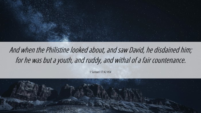 Picture 06 - 1 Samuel 17:42 ASV Desktop Wallpaper - And when the Philistine looked about, and saw - Desktop Bible Verse Wallpaper