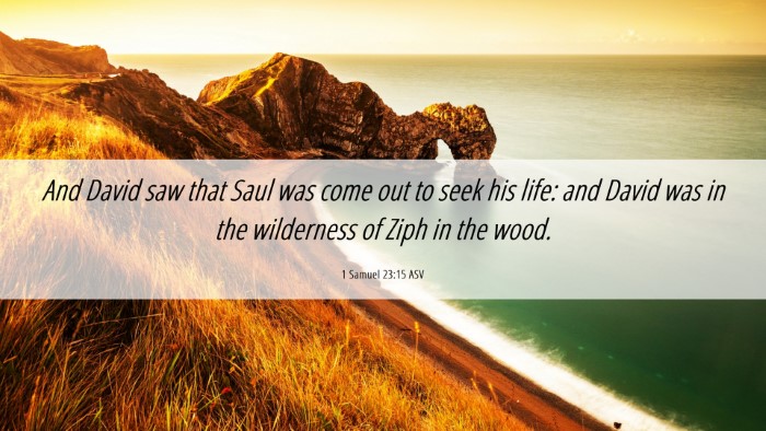 Picture 06 - 1 Samuel 23:15 ASV Desktop Wallpaper - And David saw that Saul was come out to seek his - Desktop Bible Verse Wallpaper