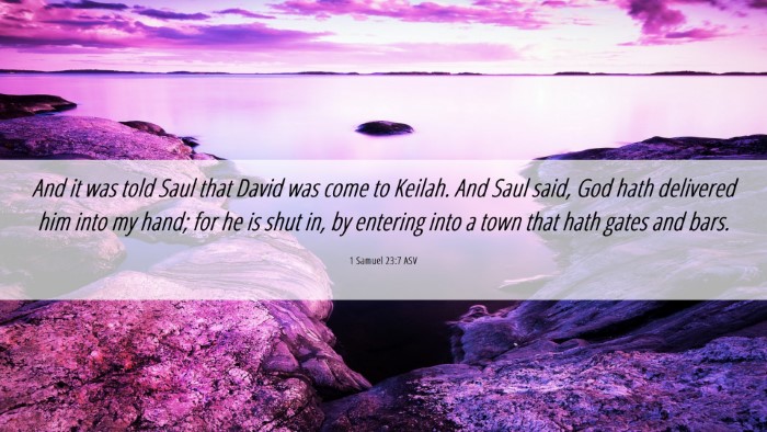 Picture 06 - 1 Samuel 23:7 ASV Desktop Wallpaper - And it was told Saul that David was come to - Desktop Bible Verse Wallpaper