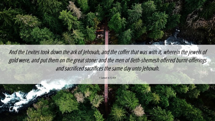 Picture 06 - 1 Samuel 6:15 ASV Desktop Wallpaper - And the Levites took down the ark of Jehovah, and - Desktop Bible Verse Wallpaper