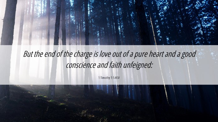 Picture 06 - 1 Timothy 1:5 ASV Desktop Wallpaper - But the end of the charge is love out of a pure - Desktop Bible Verse Wallpaper
