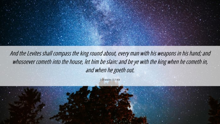 Picture 06 - 2 Chronicles 23:7 ASV Desktop Wallpaper - And the Levites shall compass the king round - Desktop Bible Verse Wallpaper