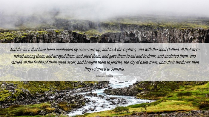 Picture 06 - 2 Chronicles 28:15 ASV Desktop Wallpaper - And the men that have been mentioned by name rose - Desktop Bible Verse Wallpaper