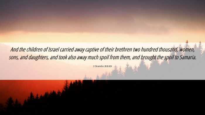 Picture 06 - 2 Chronicles 28:8 ASV Desktop Wallpaper - And the children of Israel carried away captive - Desktop Bible Verse Wallpaper