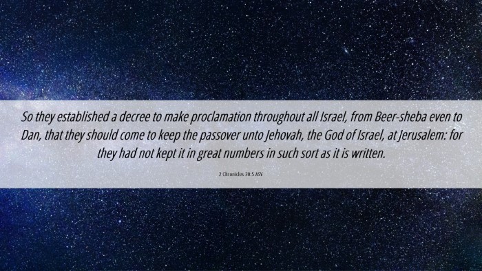 Picture 06 - 2 Chronicles 30:5 ASV Desktop Wallpaper - So they established a decree to make proclamation - Desktop Bible Verse Wallpaper