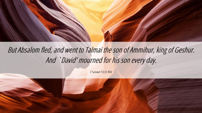 Picture 06 - 2 Samuel 13:37 ASV Desktop Wallpaper - But Absalom fled, and went to Talmai the son of - Desktop Bible Verse Wallpaper