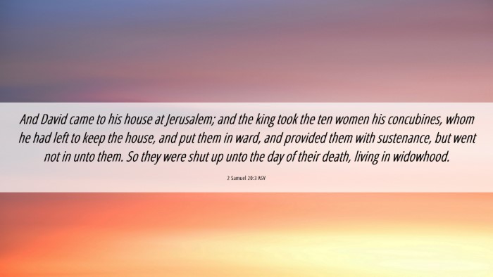 Picture 06 - 2 Samuel 20:3 ASV Desktop Wallpaper - And David came to his house at Jerusalem; and the - Desktop Bible Verse Wallpaper