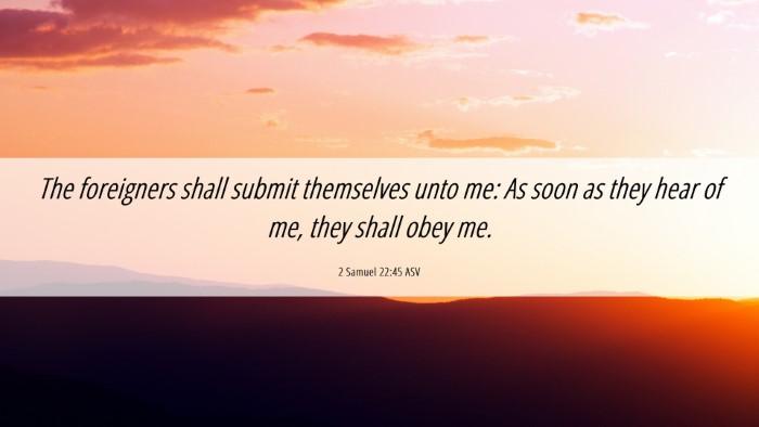 Picture 06 - 2 Samuel 22:45 ASV Desktop Wallpaper - The foreigners shall submit themselves unto me: - Desktop Bible Verse Wallpaper