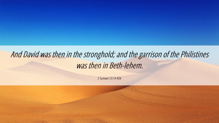 Picture 06 - 2 Samuel 23:14 ASV Desktop Wallpaper - And David was then in the stronghold; and the - Desktop Bible Verse Wallpaper