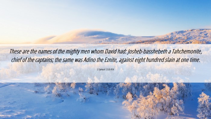 Picture 06 - 2 Samuel 23:8 ASV Desktop Wallpaper - These are the names of the mighty men whom David - Desktop Bible Verse Wallpaper