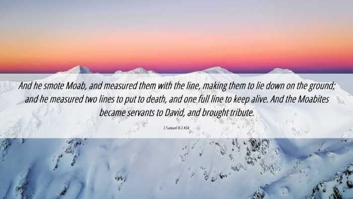Picture 06 - 2 Samuel 8:2 ASV Desktop Wallpaper - And he smote Moab, and measured them with the - Desktop Bible Verse Wallpaper