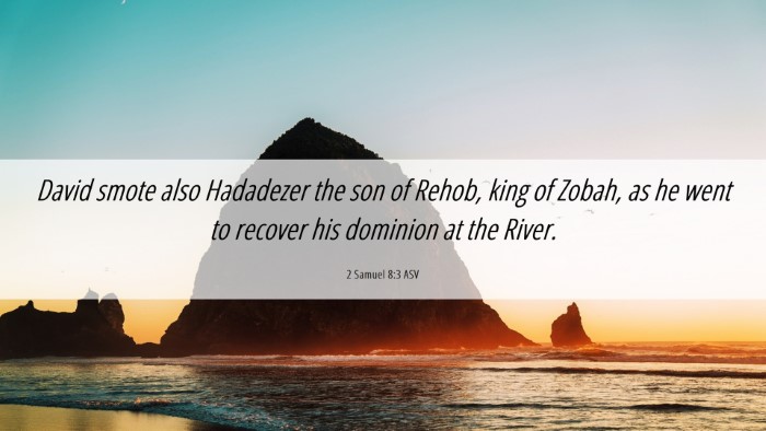 Picture 06 - 2 Samuel 8:3 ASV Desktop Wallpaper - David smote also Hadadezer the son of Rehob, king - Desktop Bible Verse Wallpaper