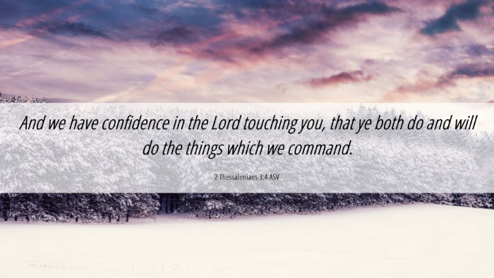 Picture 06 - 2 Thessalonians 3:4 ASV Desktop Wallpaper - And we have confidence in the Lord touching you, - Desktop Bible Verse Wallpaper