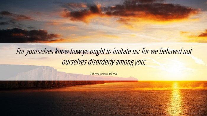 Picture 06 - 2 Thessalonians 3:7 ASV Desktop Wallpaper - For yourselves know how ye ought to imitate us: - Desktop Bible Verse Wallpaper
