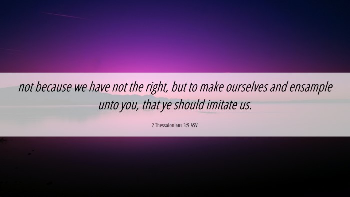 Picture 06 - 2 Thessalonians 3:9 ASV Desktop Wallpaper - not because we have not the right, but to make - Desktop Bible Verse Wallpaper