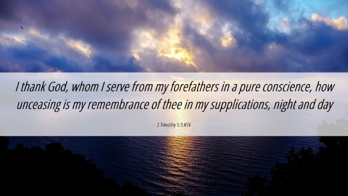 Picture 06 - 2 Timothy 1:3 ASV Desktop Wallpaper - I thank God, whom I serve from my forefathers in - Desktop Bible Verse Wallpaper