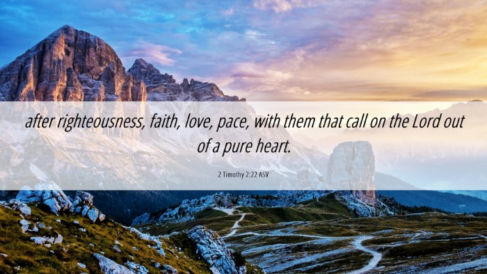 Picture 06 - 2 Timothy 2:22 ASV Desktop Wallpaper - after righteousness, faith, love, pace, with them - Desktop Bible Verse Wallpaper