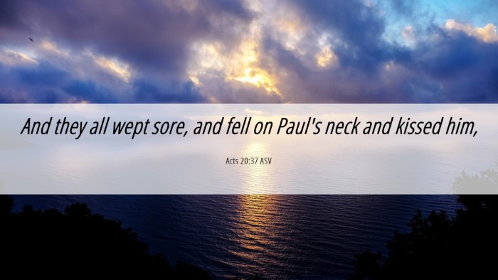 Picture 06 - Acts 20:37 ASV Desktop Wallpaper - And they all wept sore, and fell on Paul's neck - Desktop Bible Verse Wallpaper