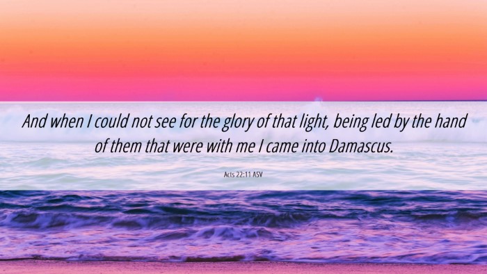 Picture 06 - Acts 22:11 ASV Desktop Wallpaper - And when I could not see for the glory of that - Desktop Bible Verse Wallpaper