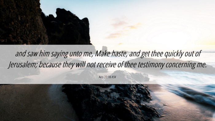 Picture 06 - Acts 22:18 ASV Desktop Wallpaper - and saw him saying unto me, Make haste, and get - Desktop Bible Verse Wallpaper